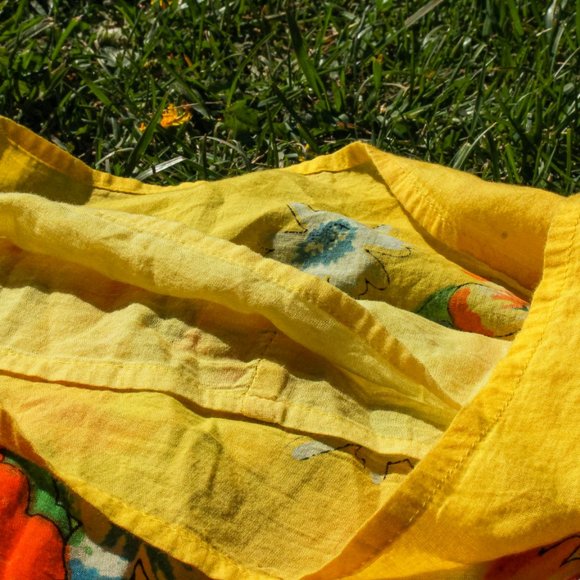 Yellow Screen Printed Chemise Aesthetic Mini Dress - Picture 10 of 13